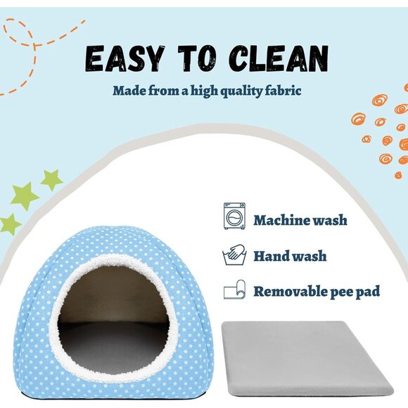 New Rabbit Hideout Large Washable Bunny Bed & Fleece House for Small Pets - Picture 7 of 9